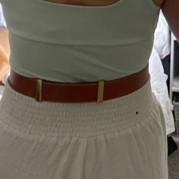 New J.McLaughlin Horse bit adjustable gold hardware leather brown belt s/m 2in - Picture 10 of 10